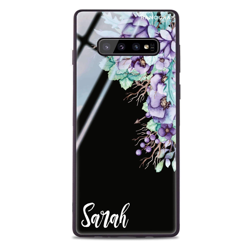 Purple Floral Samsung S10 超薄強化玻璃殻