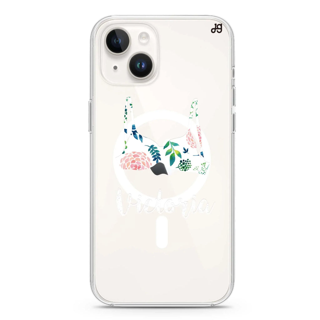 Floral Bra iPhone 14 Magsafe 兼容水晶透明保護殼