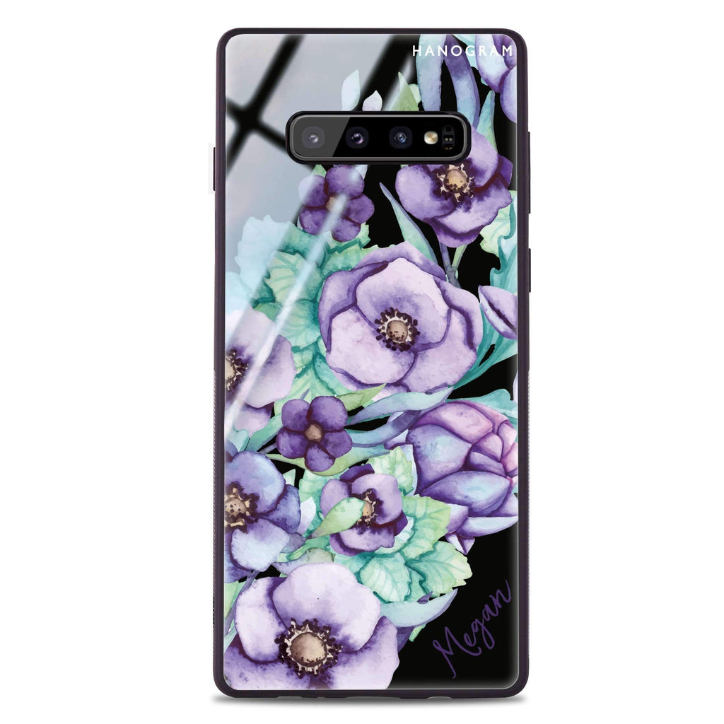 Purple Floral II Samsung S10 Plus 超薄強化玻璃殻