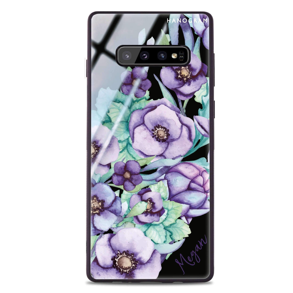 Purple Floral II Samsung S10 超薄強化玻璃殻