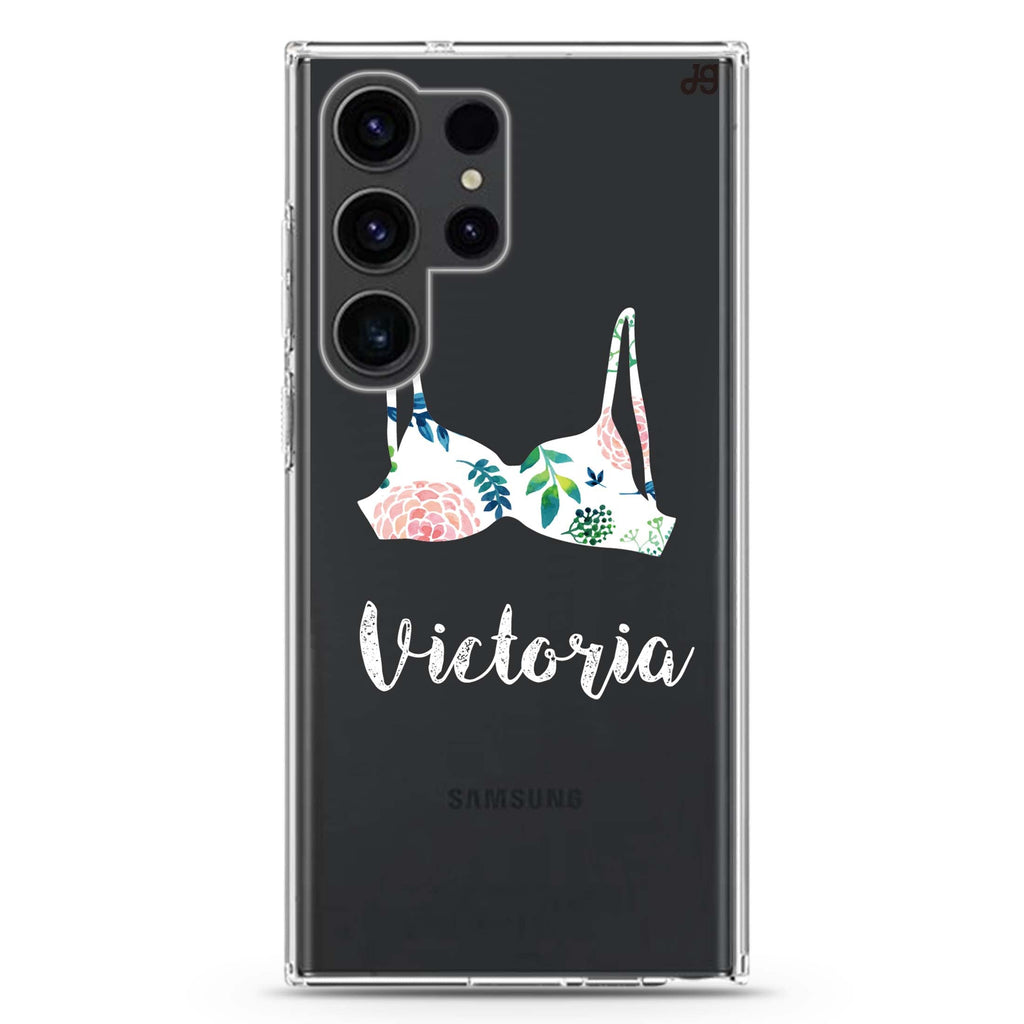 Floral Bra Samsung Galaxy Ultra 可加名字透明保護殼，適用 S26/S25/S24/S23 Ultra，圖1