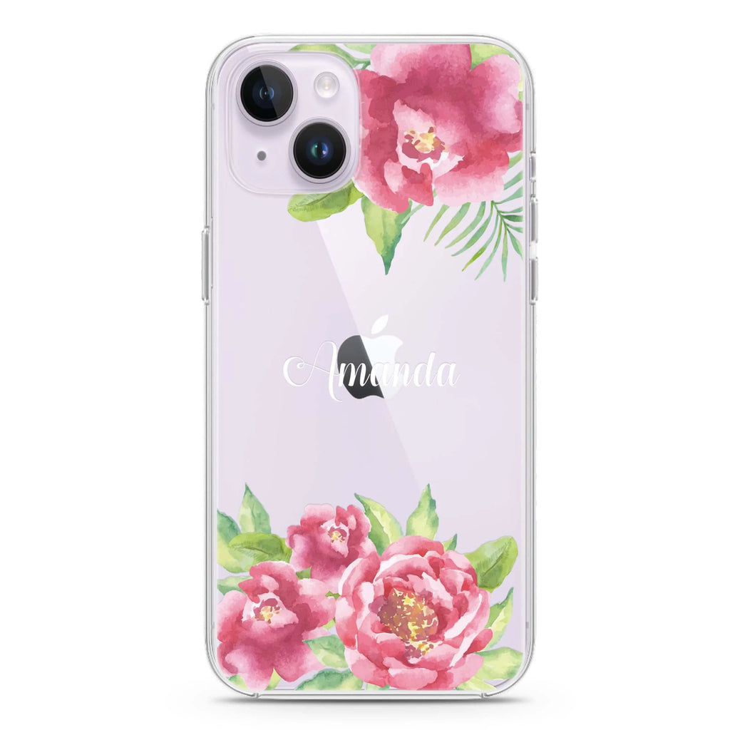 Watercolor Paeonia iPhone 14 plus 水晶透明保護殼