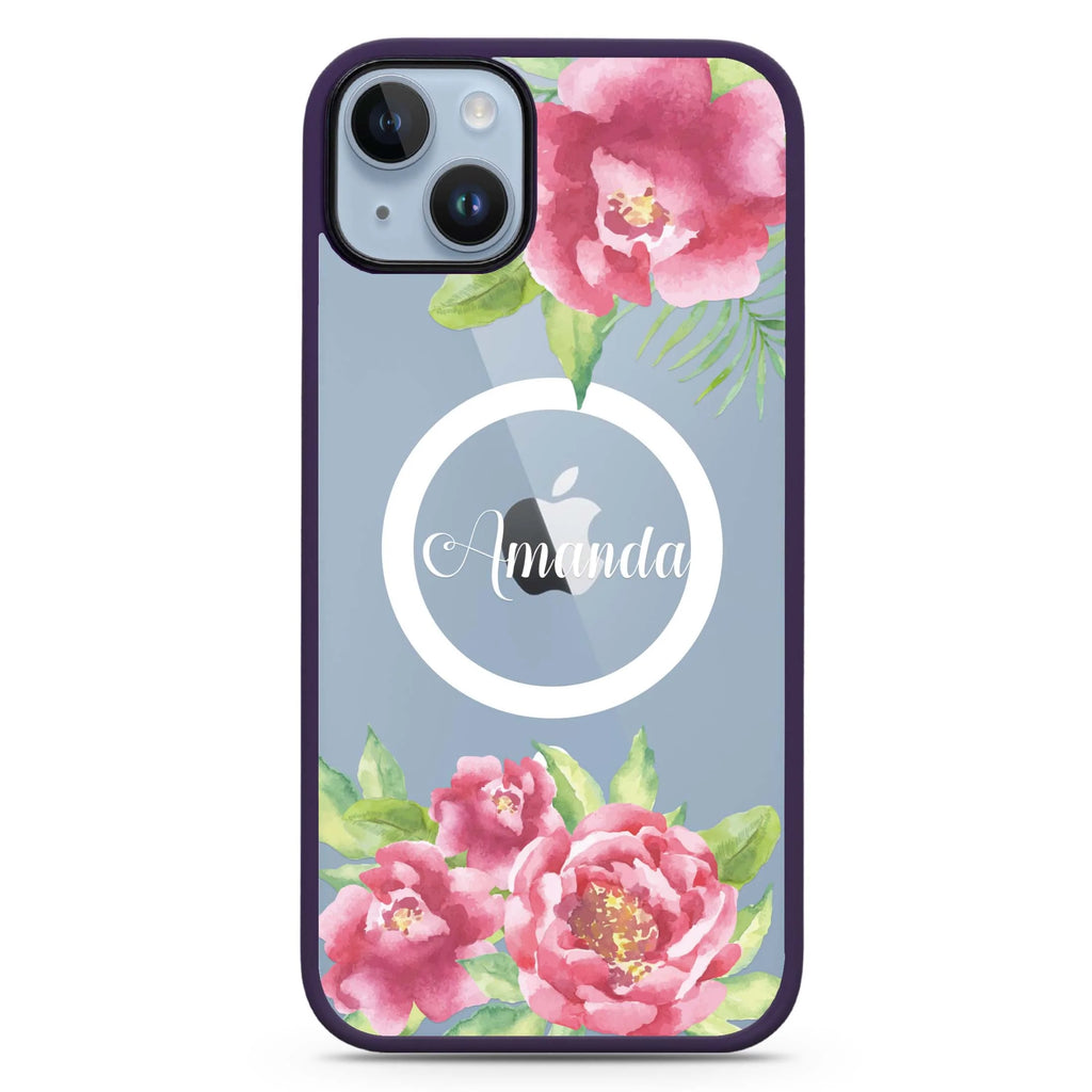 Watercolor Paeonia iPhone 14 Plus Magsafe 兼容防衝擊保護殼