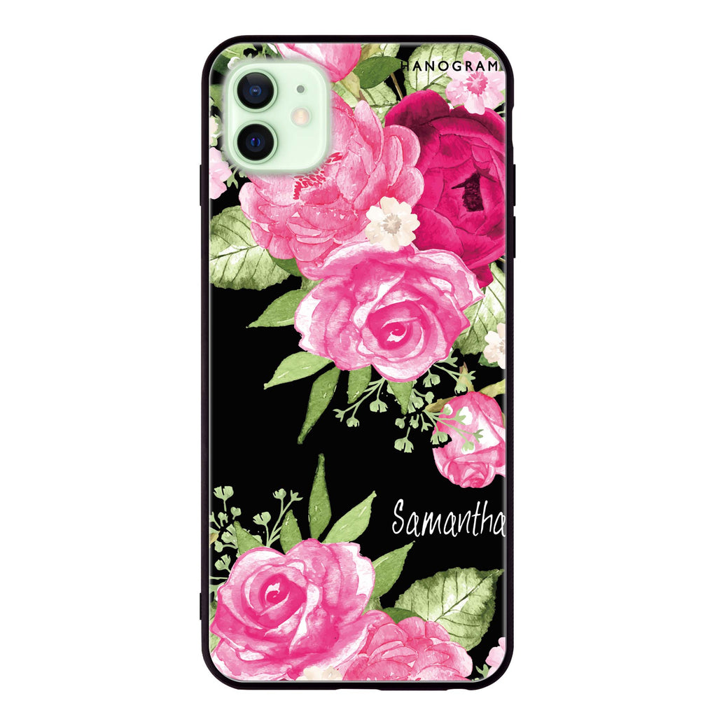 Watercolor Rose iPhone 12 mini 超薄強化玻璃殻