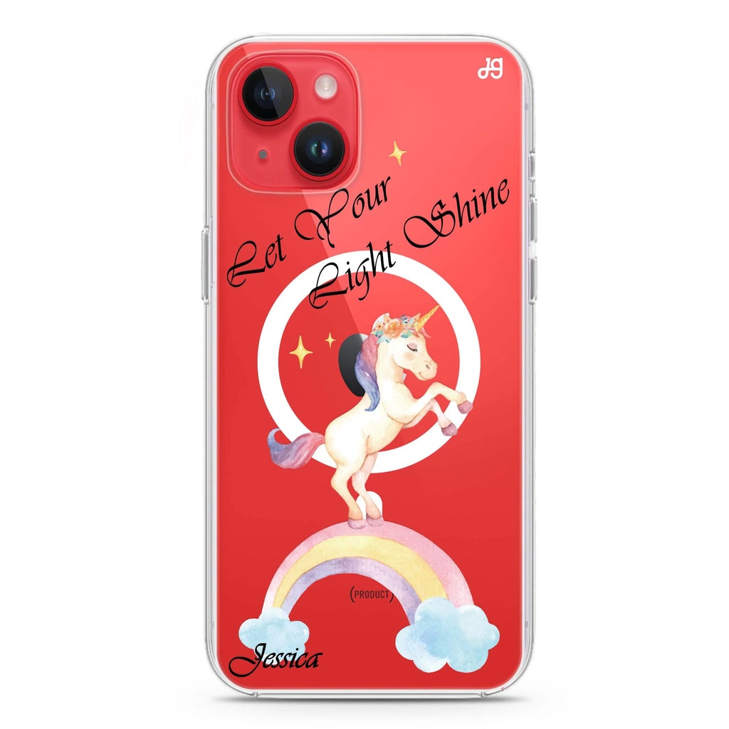 Rainbow Unicorn iPhone 14 Plus Magsafe 兼容水晶透明保護殼