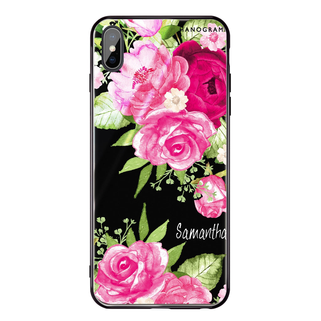Watercolor Rose iPhone X 超薄強化玻璃殻