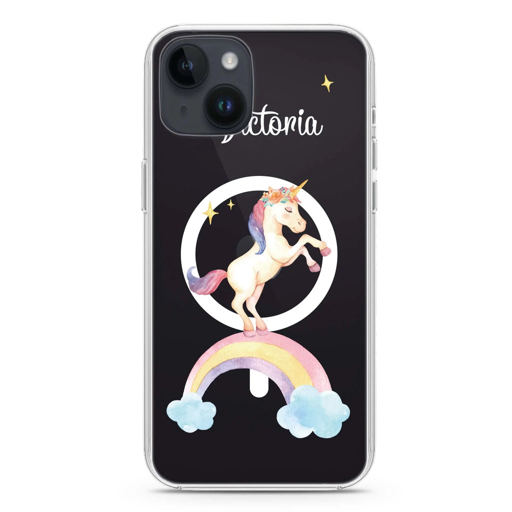 Rainbow Unicorn Unicorn iPhone 14 Magsafe 兼容水晶透明保護殼