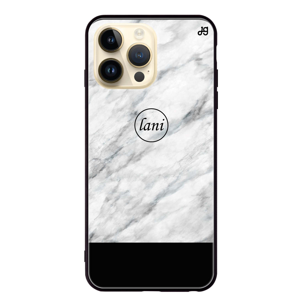 White Marble Transparent iPhone 14 Pro Max 超薄強化玻璃殻
