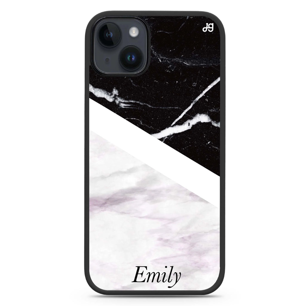 Black & White Marble iPhone 14 Plus Magsafe 兼容防衝擊保護殼