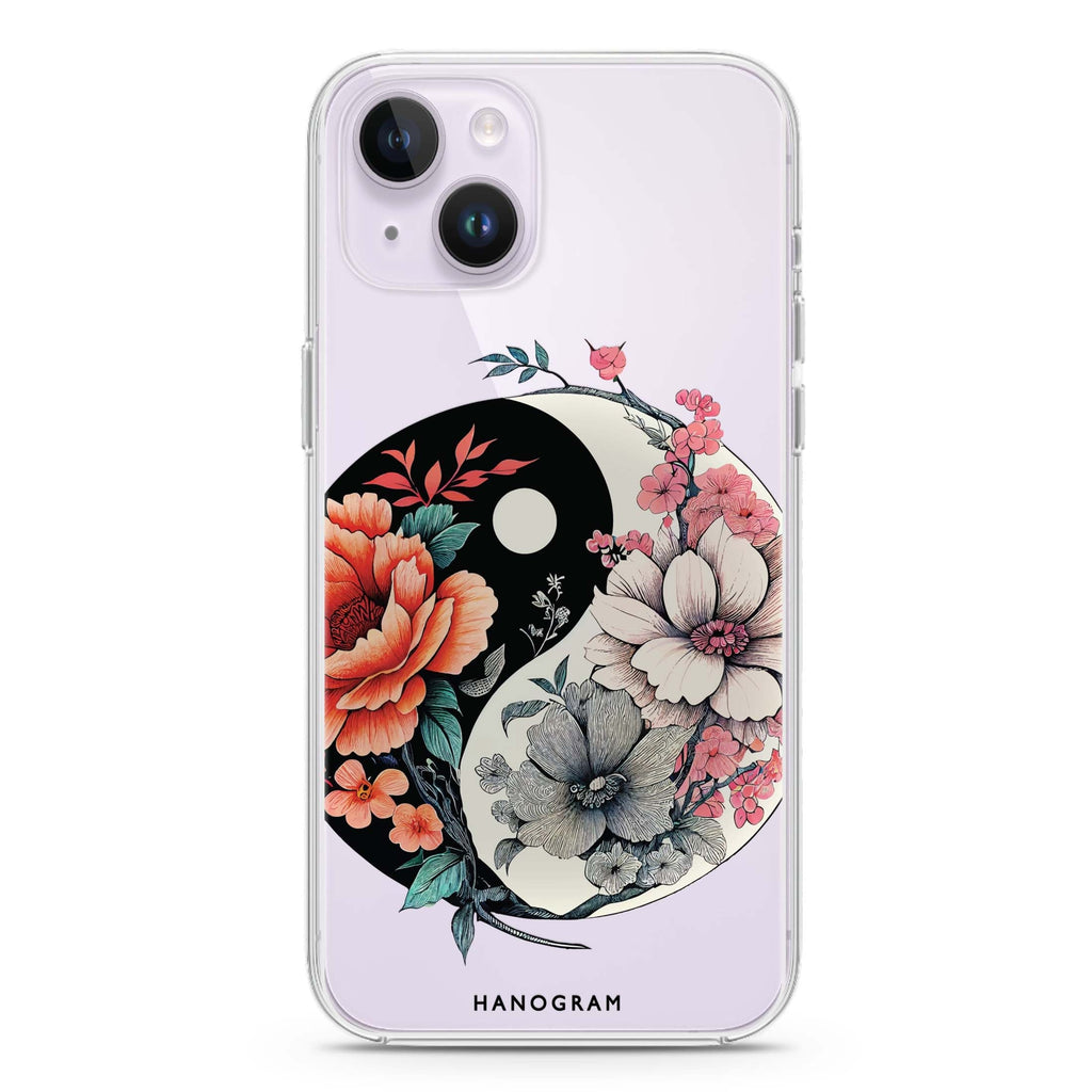 Floral & Tai Chi iPhone 14 plus 水晶透明保護殼