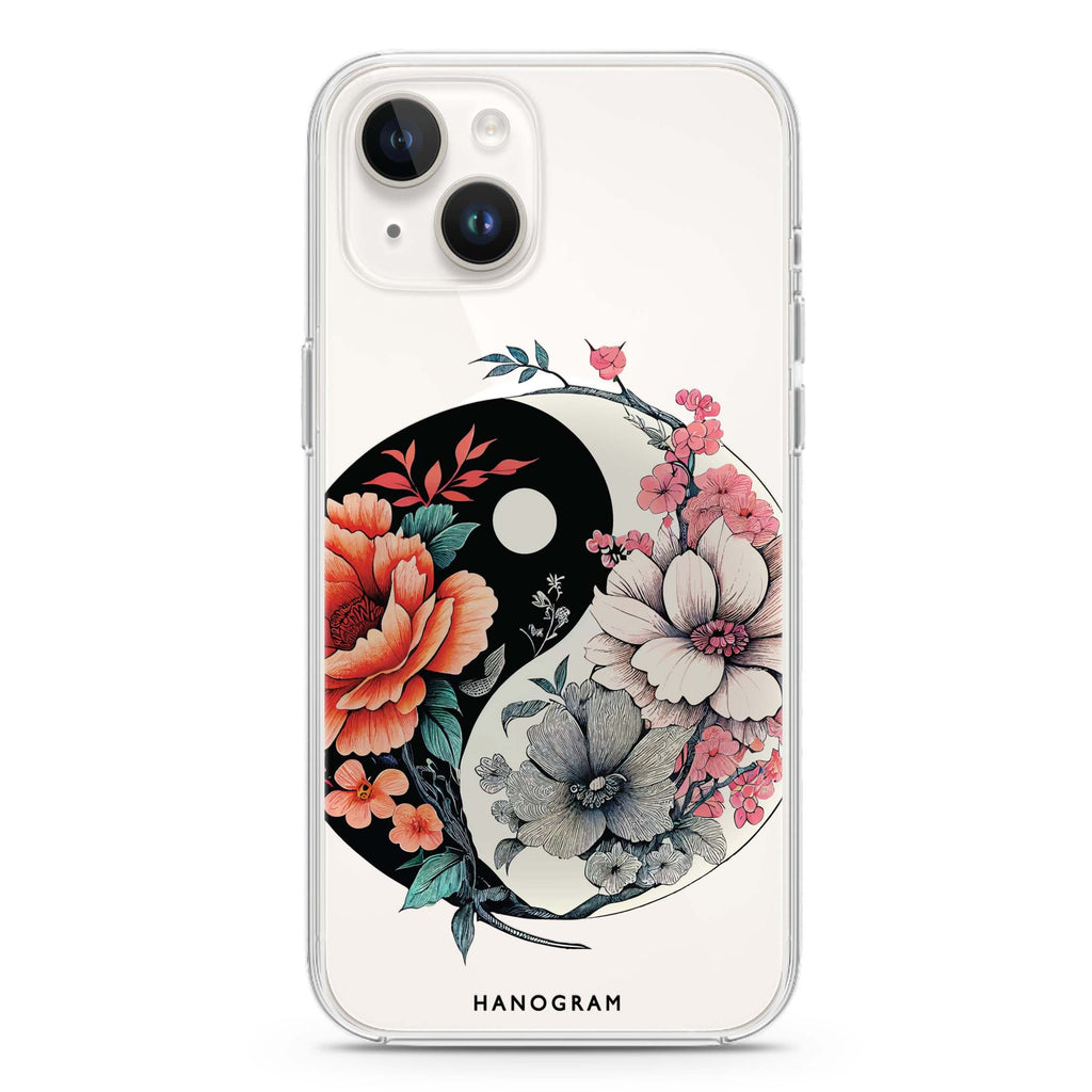 Floral & Tai Chi iPhone 14 Plus Magsafe 兼容水晶透明保護殼