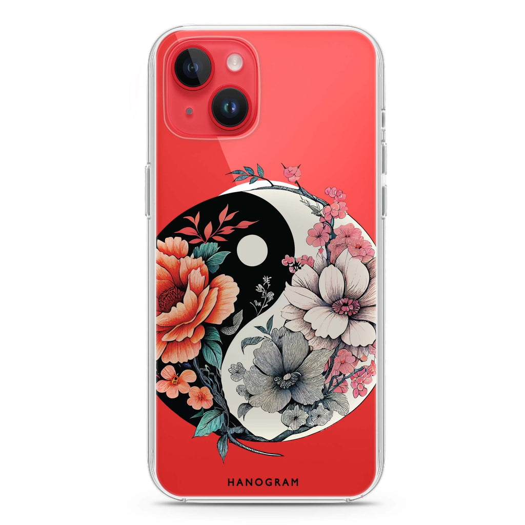 Floral & Tai Chi iPhone 14 Magsafe 兼容水晶透明保護殼