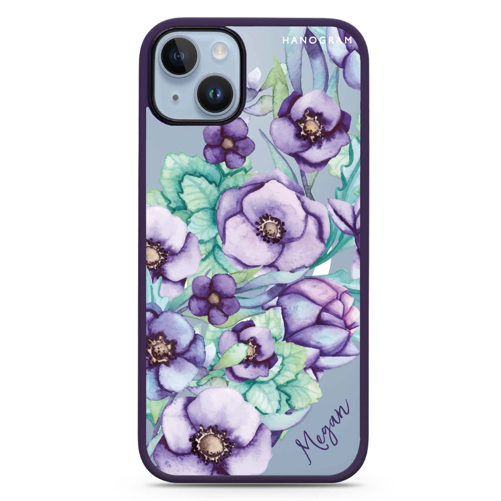 Purple Floral II iPhone 14 Plus Magsafe 兼容防衝擊保護殼
