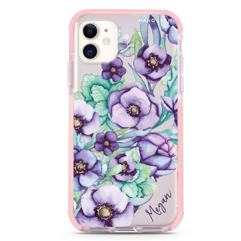 Purple Floral II iPhone 11 吸震防摔保護殼