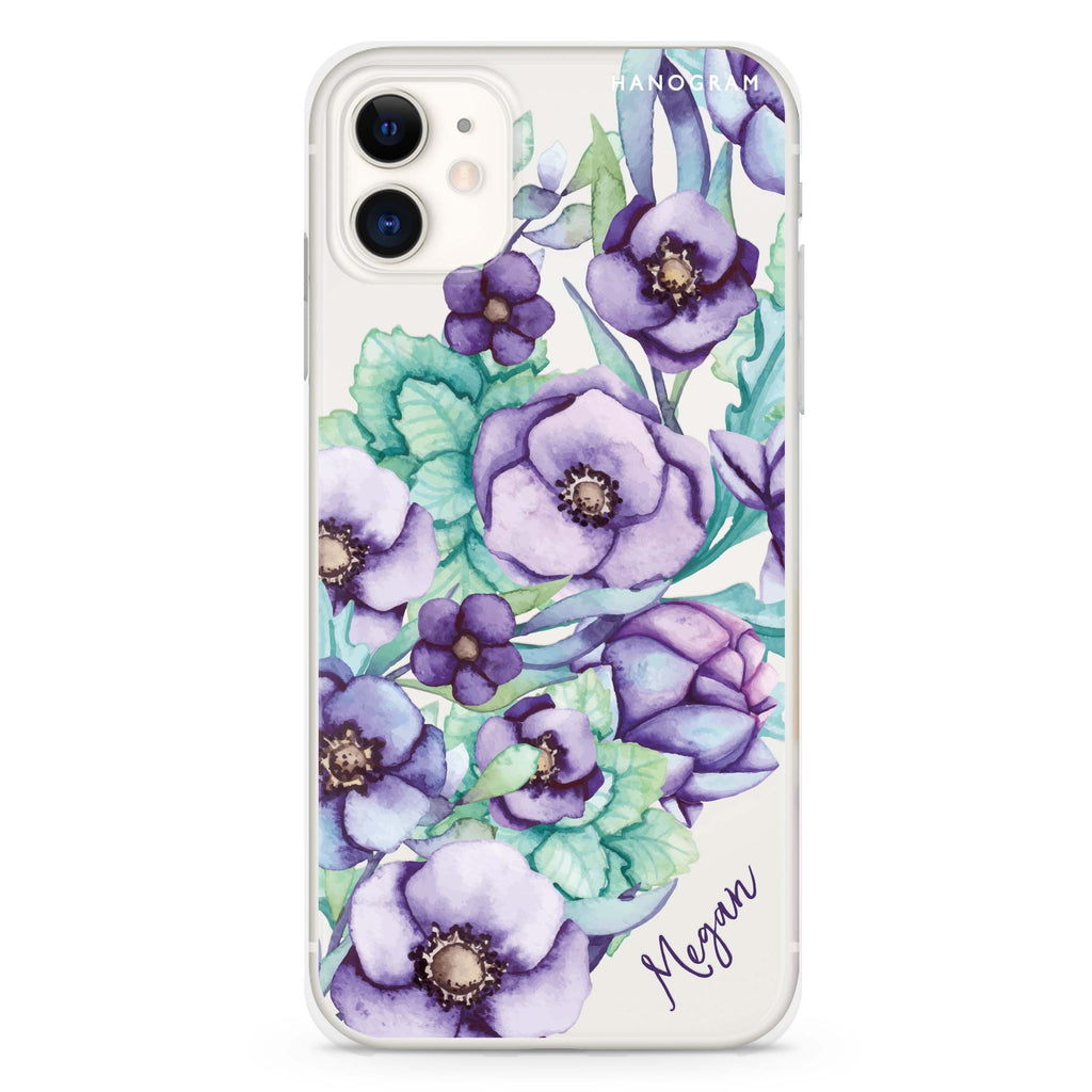 Purple Floral II iPhone 11 水晶透明保護殼