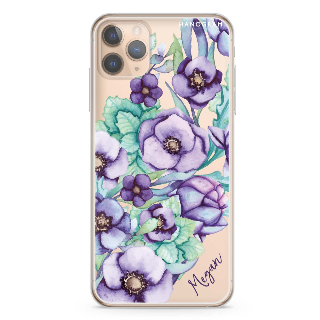 Purple Floral II iPhone 11 Pro Max 水晶透明保護殼