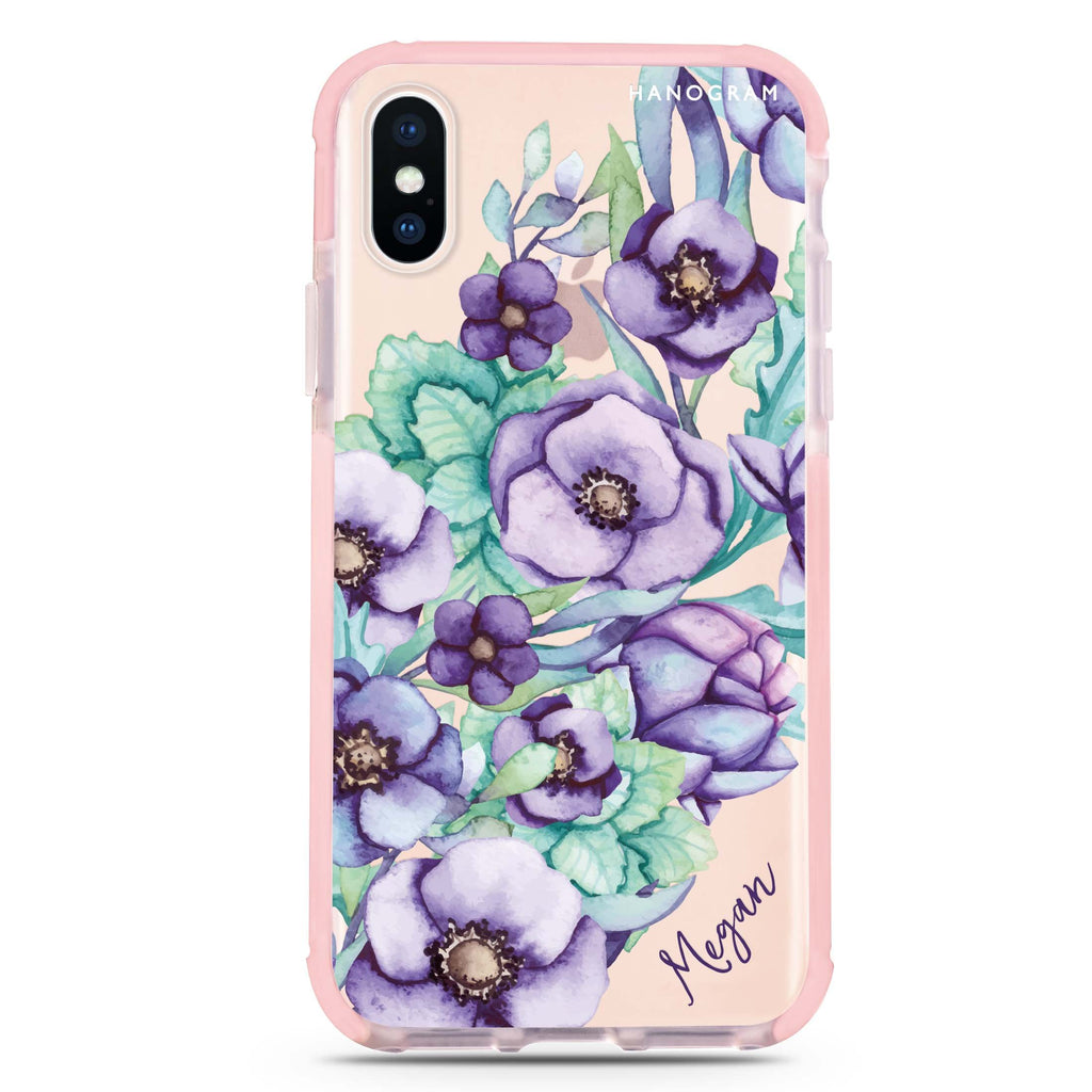 Purple Floral II iPhone XS Max 吸震防摔保護殼