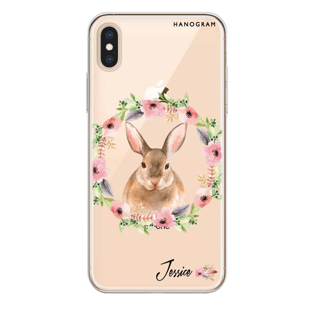 Floral Rabbit iPhone XS 水晶透明保護殼