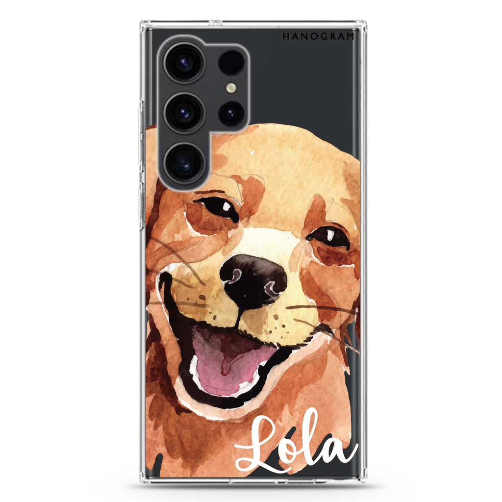 Golden Retriever Samsung Galaxy Ultra 可加名字透明保護殼，適用 S26/S25/S24/S23 Ultra，圖1