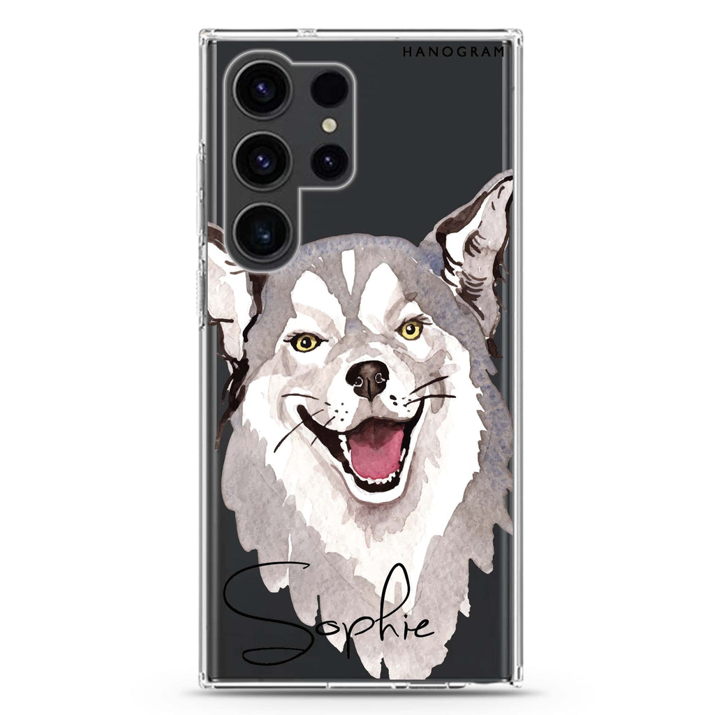 Border Collie Samsung Galaxy Ultra 可加名字透明保護殼，適用 S26/S25/S24/S23 Ultra，圖1