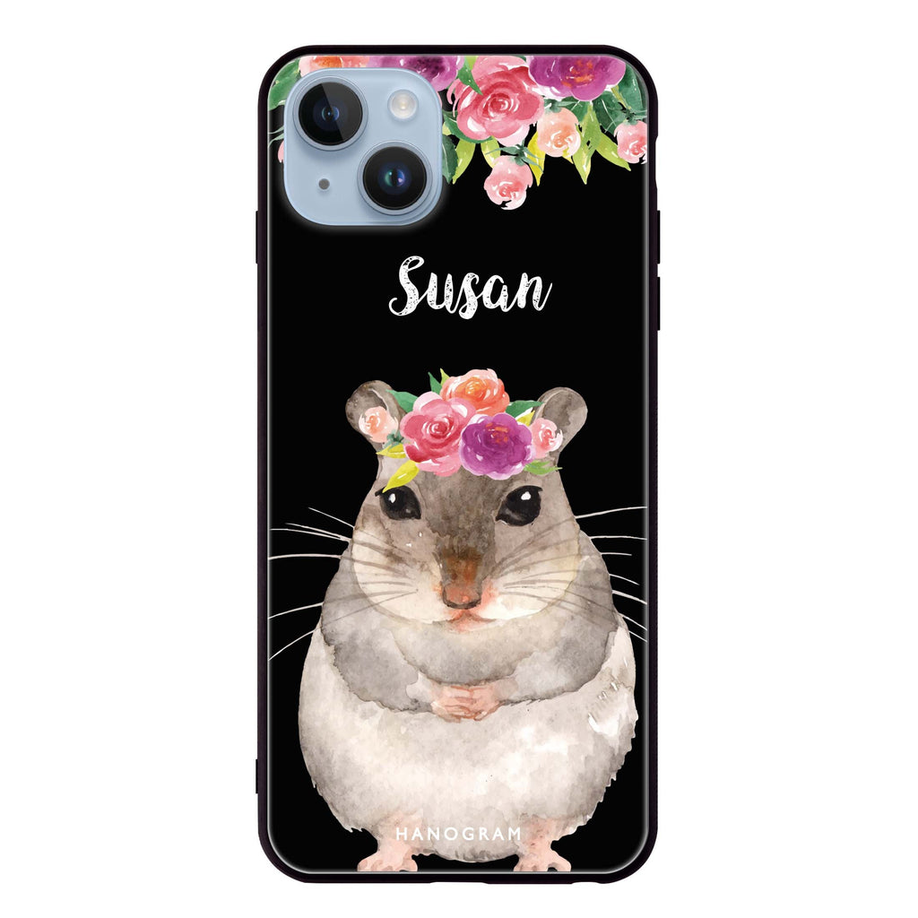 Floral and Hamster iPhone 13 Mini 超薄強化玻璃殻