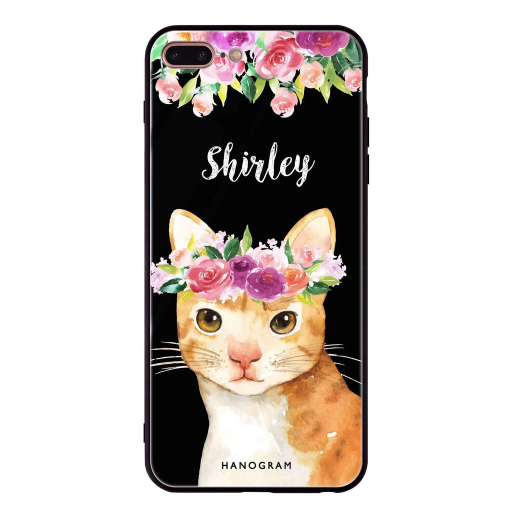 Floral and Cat iPhone 8 Plus 超薄強化玻璃殻