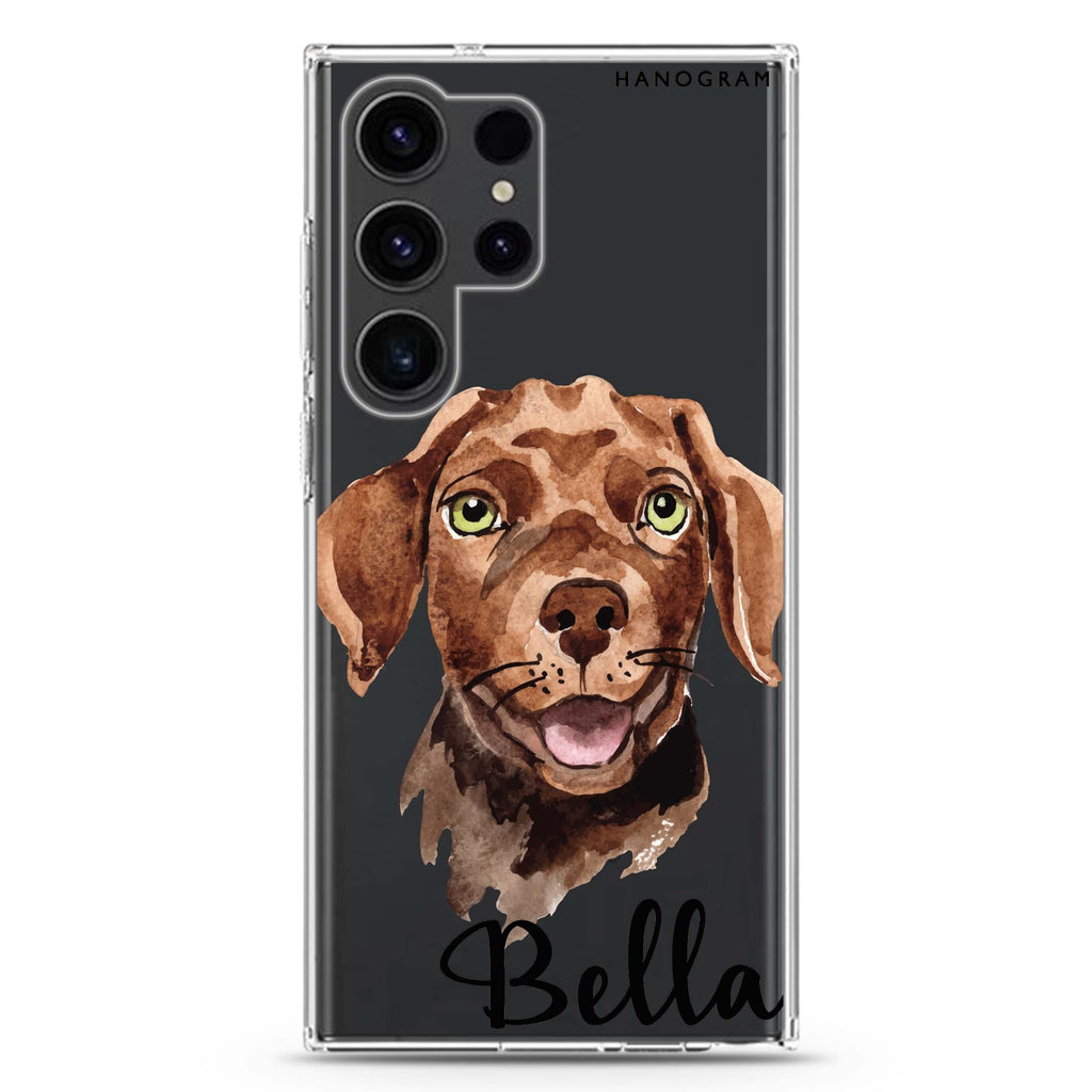 Dachshund Samsung Galaxy Ultra 可加名字透明保護殼，適用 S26/S25/S24/S23 Ultra，圖1