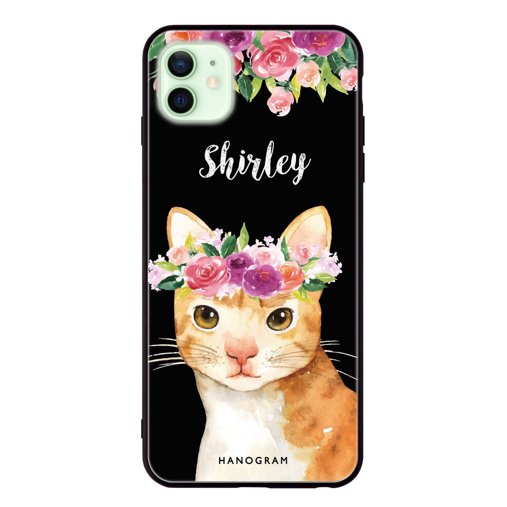 Floral and Cat iPhone 12 mini 超薄強化玻璃殻
