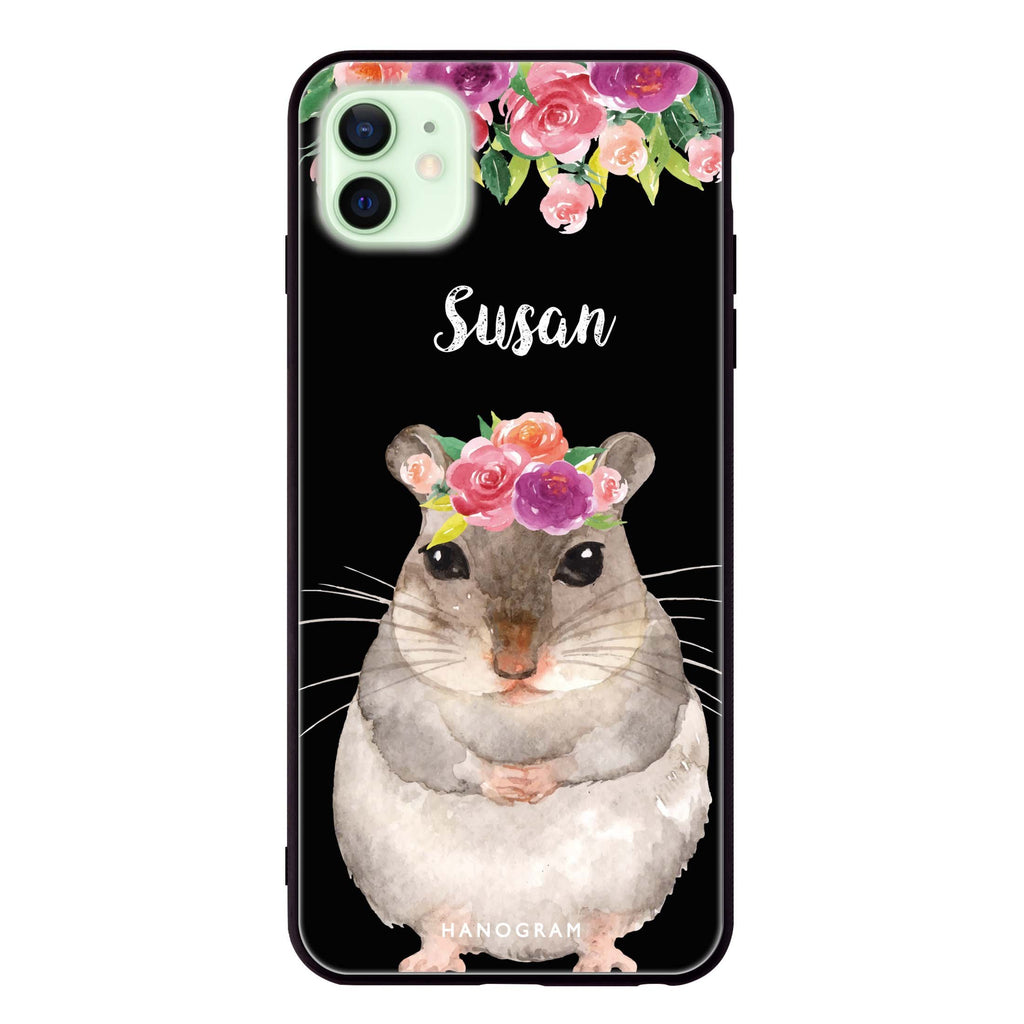 Floral and Hamster iPhone 12 超薄強化玻璃殻