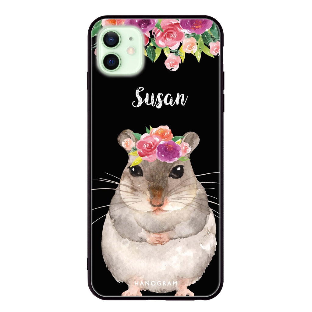 Floral and Hamster iPhone 12 mini 超薄強化玻璃殻