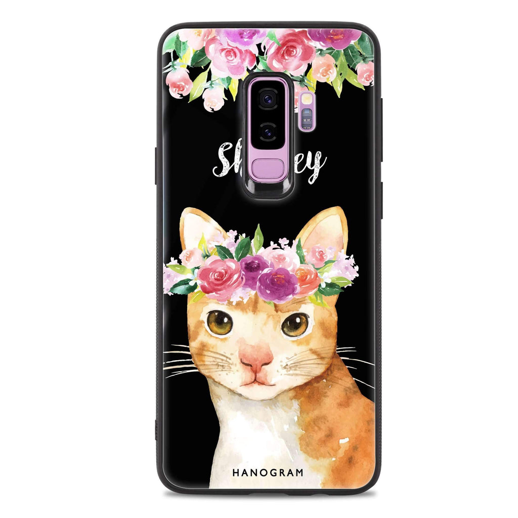 Floral and Cat Samsung S9 Plus 超薄強化玻璃殻