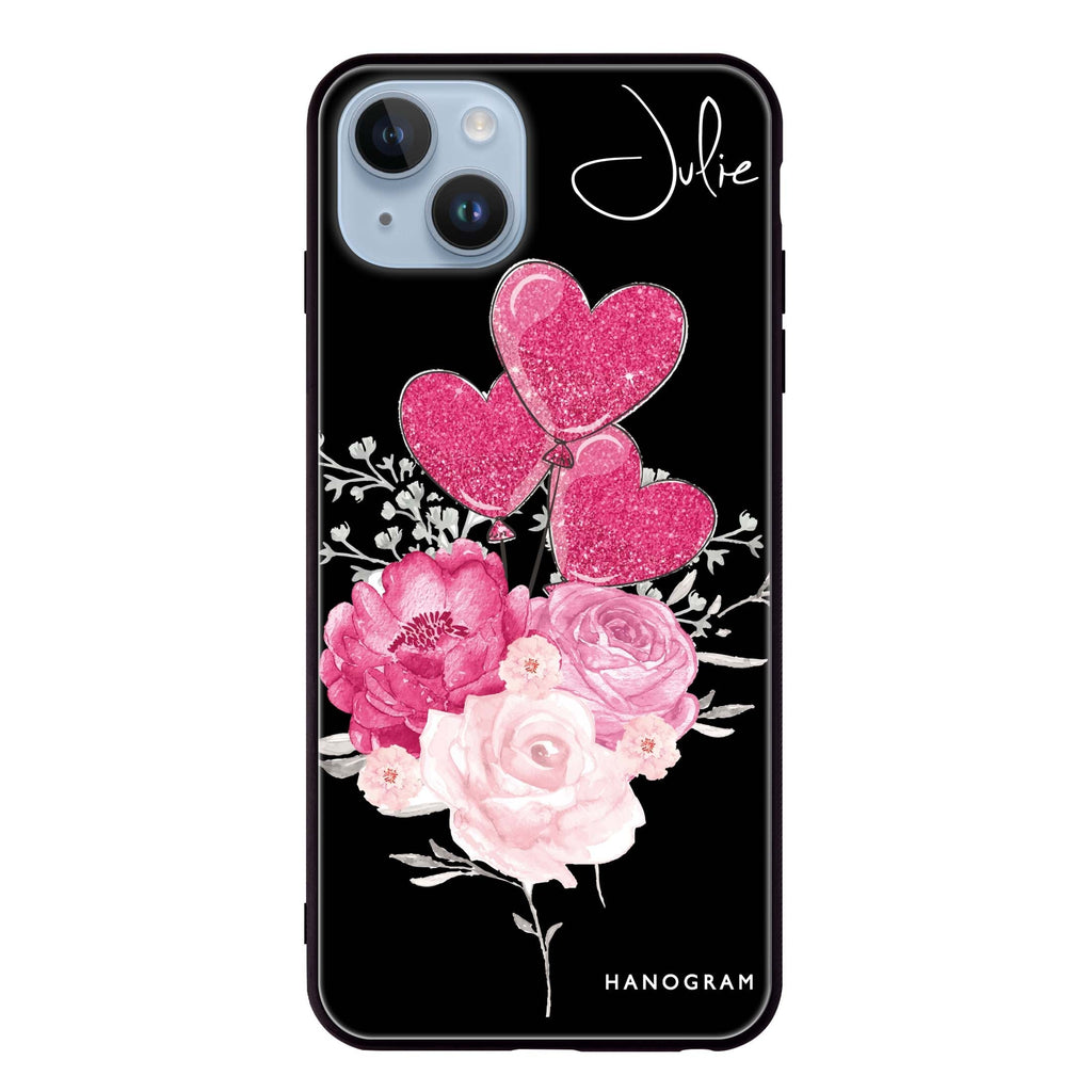 Sweet Heart With Rose iPhone 14 超薄強化玻璃殻