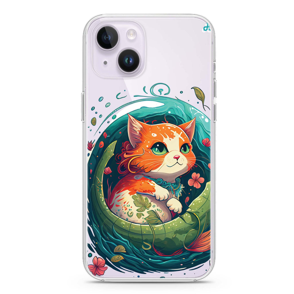 Mermaid Cat iPhone 14 Magsafe 兼容水晶透明保護殼