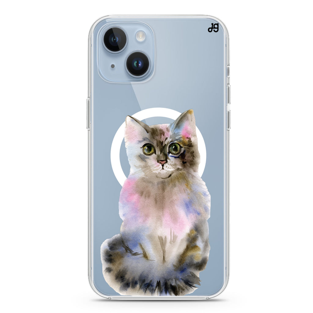 Watercolour Cat iPhone 14 Magsafe 兼容水晶透明保護殼