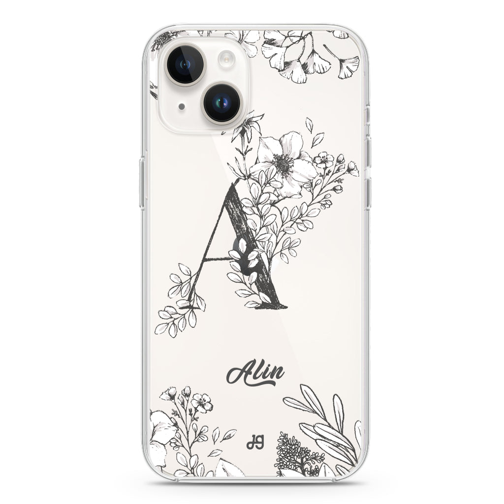 Vintage Floral Monogram iPhone 14 水晶透明保護殼