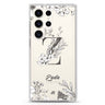 Vintage Floral Monogram Samsung Galaxy Ultra 透明保護殼，適用 S26/S25/S24/S23 Ultra，圖1