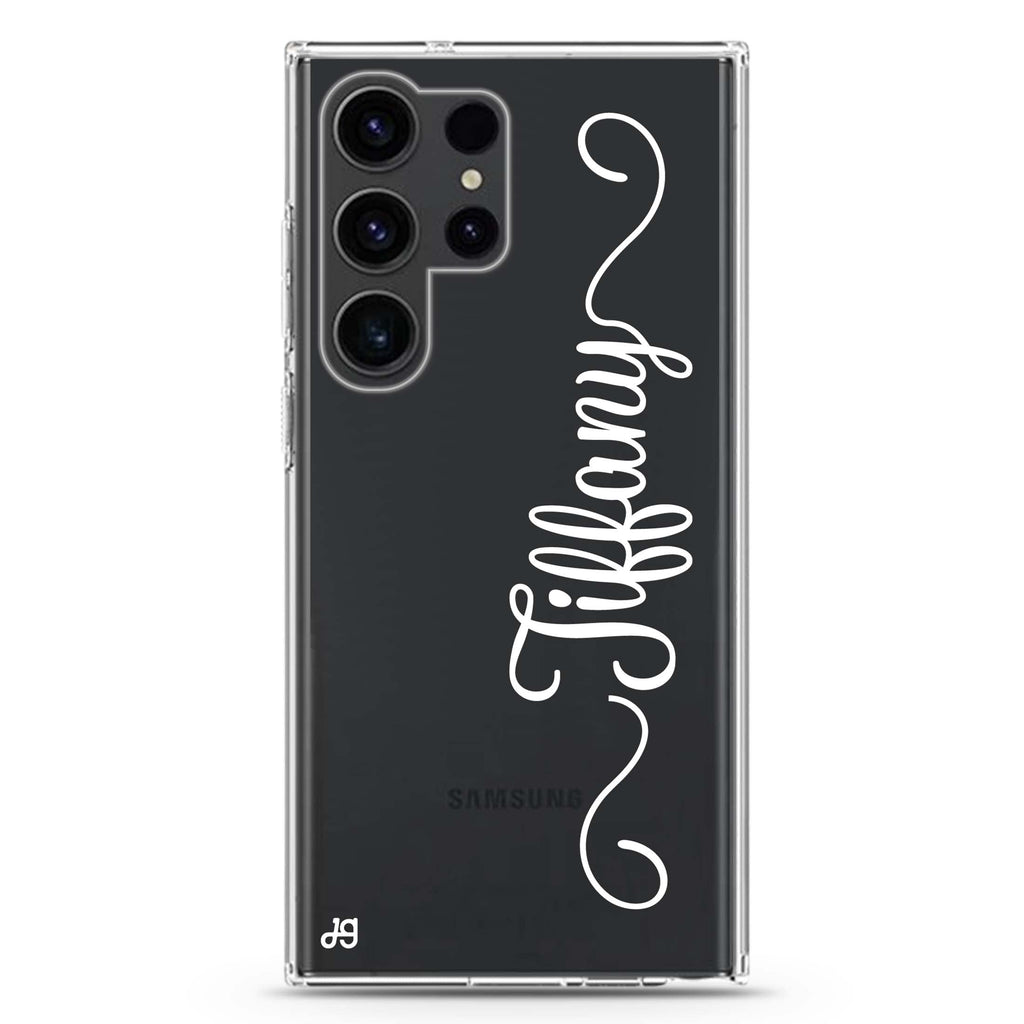 Vertical Cursive Handwritten Samsung Galaxy Ultra 可加名字透明保護殼，適用 S26/S25/S24/S23 Ultra，圖1