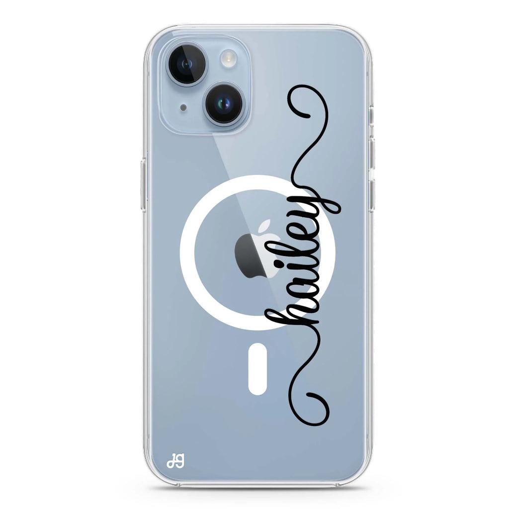 Vertical Cursive Handwritten iPhone 14 Magsafe 兼容水晶透明保護殼