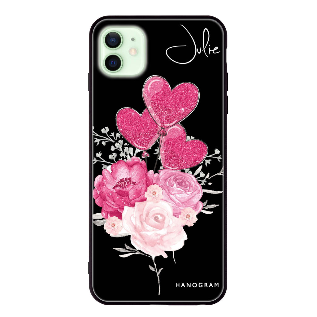 Sweet Heart With Rose iPhone 12 超薄強化玻璃殻