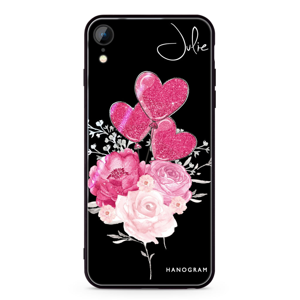 Sweet Heart With Rose iPhone XR 超薄強化玻璃殻