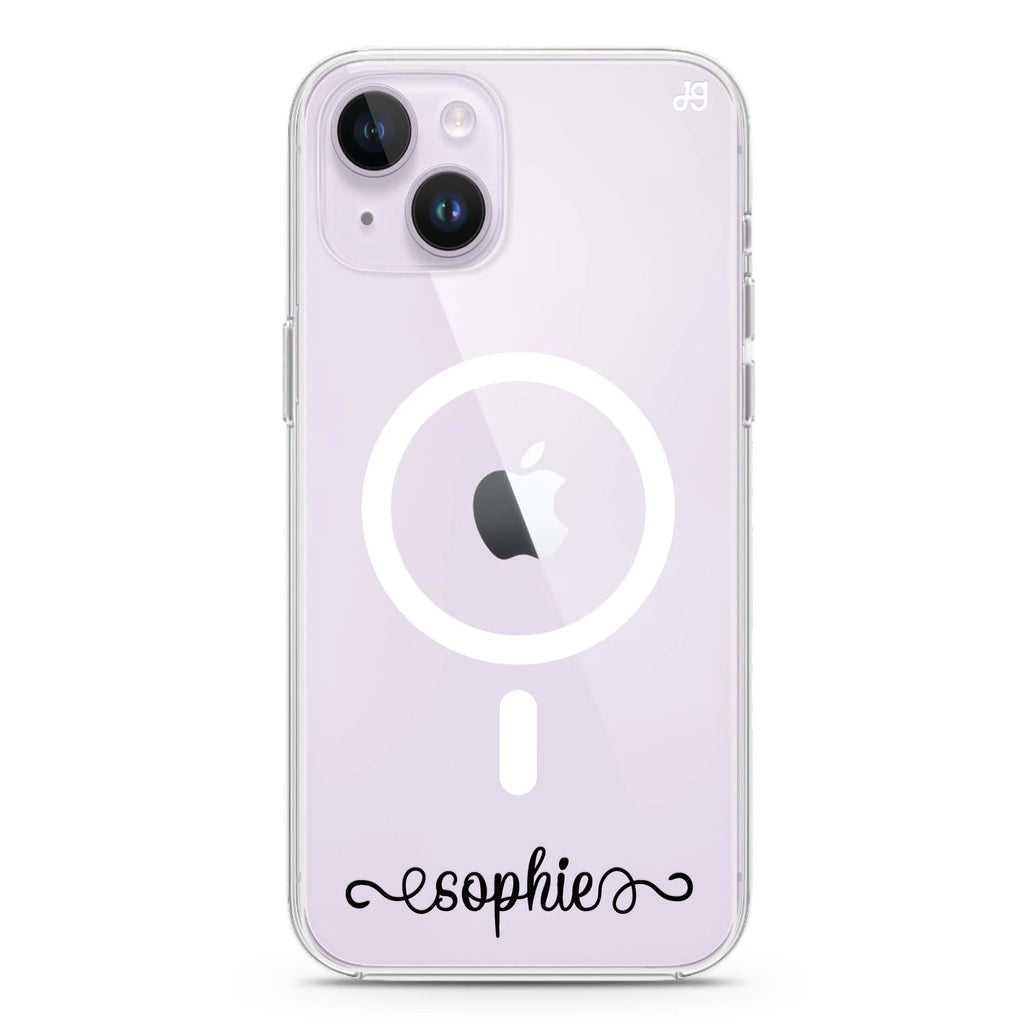 Script Handwritten iPhone 14 Plus Magsafe 兼容水晶透明保護殼