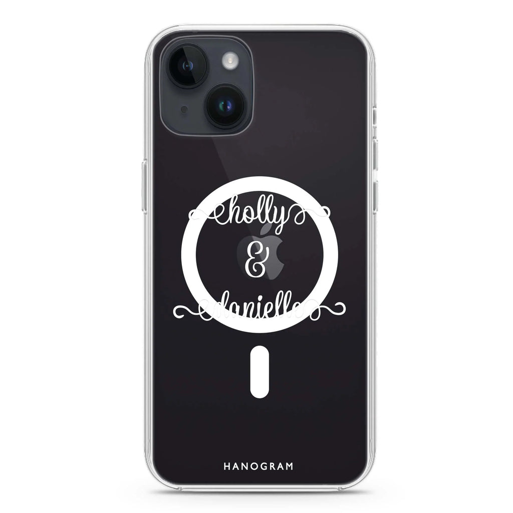 Vertical Script Handwritten Custom iPhone 14 Magsafe 兼容水晶透明保護殼