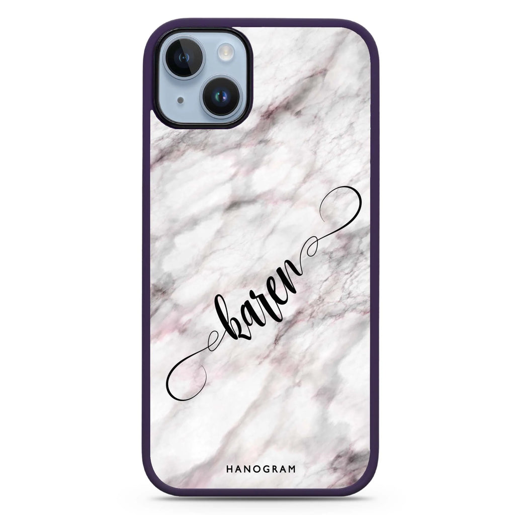 Cursive Name & Marble iPhone 14 Plus Magsafe 兼容防衝擊保護殼