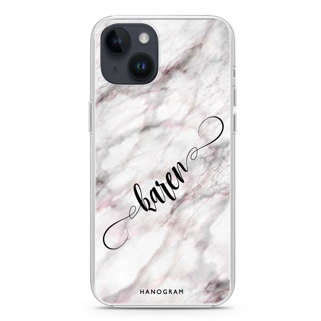 Cursive Name & Marble iPhone 14 水晶透明保護殼