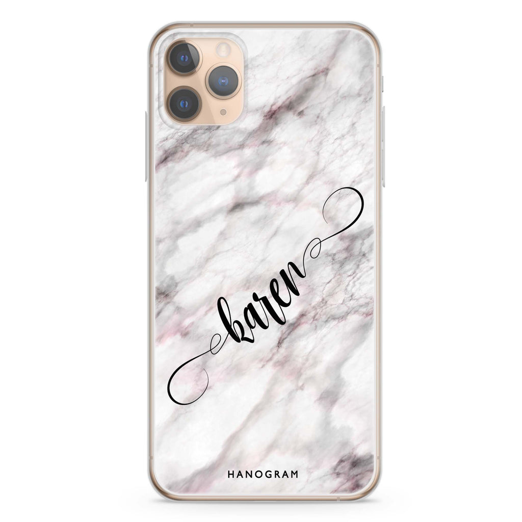 Cursive Name & Marble iPhone 11 Pro 水晶透明保護殼