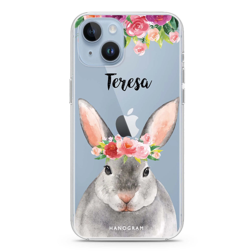 Floral and Bunny iPhone 14 plus 水晶透明保護殼