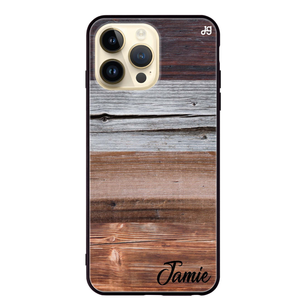 Wood Grain Varigegated iPhone 14 Pro Max 超薄強化玻璃殻