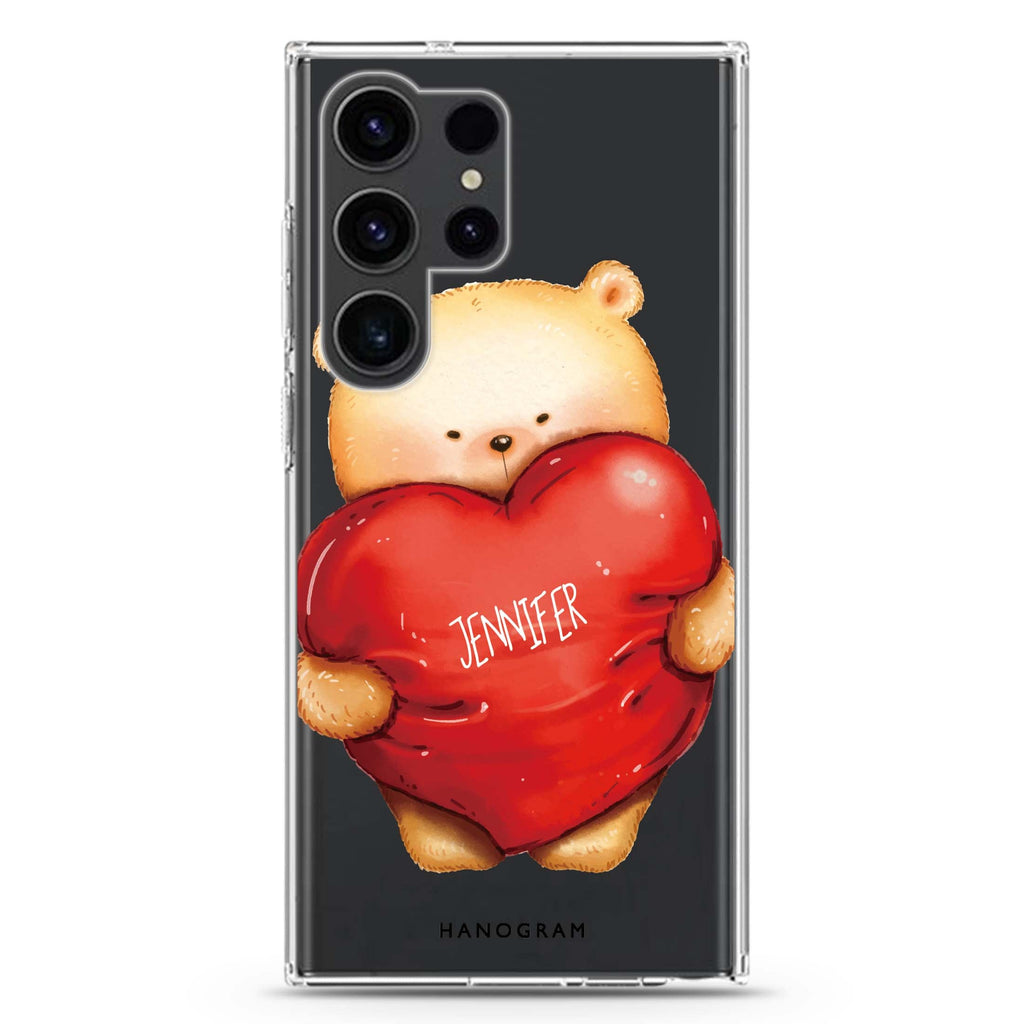 Bear Hug Samsung Galaxy Ultra 可加名字透明保護殼，適用 S26/S25/S24/S23 Ultra，圖1