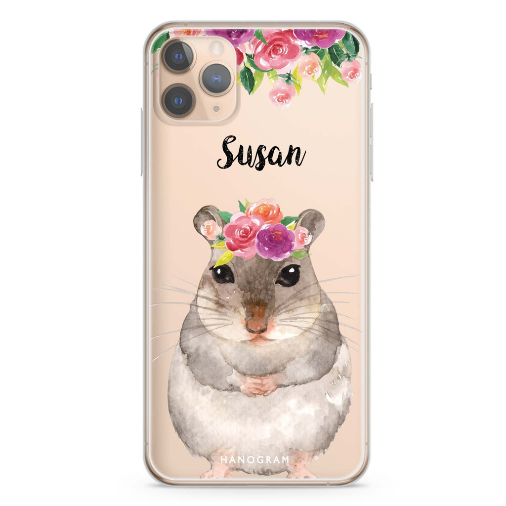 Floral and Hamster iPhone 11 Pro Max 水晶透明保護殼