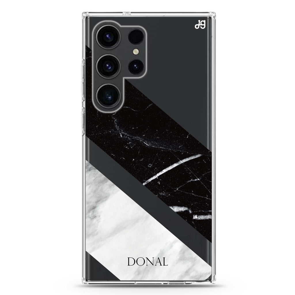B & W Marble Samsung Galaxy Ultra 可加名字透明保護殼，適用 S26/S25/S24/S23 Ultra，圖1